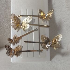 Gold Butterfly Hair Clip Set